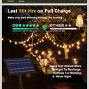 Stright Solar Powered String Light 100FT with Remote Control 8 Light Modes, Weatherproof Shatterproof ST38 LED Bulb 30 Sockets for Backyard Porch Cafe, Large Solar Panel
