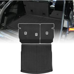 Cargo Liners Backrest Mat for Jeep Wagoneer S 4xe EV Accessories 2025 2026 with Hook&Loop Rear Trunk Mat Rear Seat Back Cover Protector All Weather Anti-Slip Split Dog Liner 3 PCS