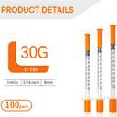 Jeringas, 1ml/cc 30G 5/16" (8mm), 100 Pack