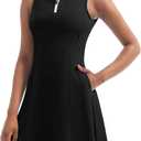 Tennis Dress for Women, Tennis Golf Dresses with Built in Shorts and Pockets for Sleeveless Workout Athletic Dresses (Medium, With Two Outer Pocket-black)