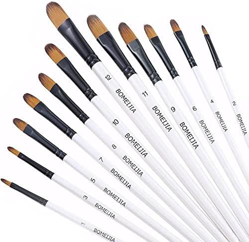 GETHPEN Filbert Paint Brushes Set, 12 PCS Artist Brush for Acrylic Oil Watercolor Gouache Artist Professional Painting Kits with Synthetic Nylon Tips White