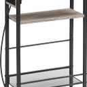 HOOBRO Small Narrow Side Table with Charging Station, Skinny End Table for Small Spaces, Slim Nightstand with USB Ports Outlet, Sofa Beside Table with Storage Shelf, Greige and Black BG102UBZ01