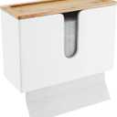 NATURE SUPPLIES Bamboo Paper Towel Dispenser with Removable Top Tray for Bathroom and Kitchen, Wall Mount and Countertop Multifold, C-Fold, Z-Fold, Tri-Fold Hand Towel Holder for Commercial Use, White