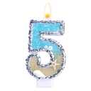 Beach Theme Number Candle, Beach Birthday Cake Topper Conch Starfish Sequins Number Candles for Birthday Party Cake Decoration Supplies (5)
