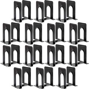 Happyhapi 14 Pair Book Ends for Shelves, 28 Pcs Metal Bookends Book Holder for Shelf, Heavy Book Stopper for Desk, Simple Library Office Home Bookend, 4.9 x 5.7 x 6.5 in, Black