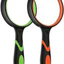 2-Set 75mm Hand-Held Reading Magnifier with Non-Slip Rubber Grip, Good for Senior Users, Hobby Exploring & Scientific Activities