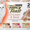 Purina Fancy Feast Chicken and Beef Classic Pate Collection Grain Free Wet Cat Food Variety Pack - (Pack of 24) 3 Oz. Pull-Top Cans (EXP 12/31/27)