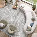 Soalmost Living Room 10x14 Area Rugs, Washable Low Pile Non-Slip Stain Resistant Extra Large Thin Rug, Vintage Soft Throw Carpet for Dining Room Bedroom Farmhouse Home Office Decor Grey