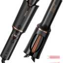 Automatic Rotating Curling Iron  VISKS V668 Pro Ceramic Hair Curler with Keratin-Coated Barrel, Digital Temperature Display, Anti-Scald, 590M Ionic, Tangle-Free, Dual Voltage, 1.5 Inch (Black)
