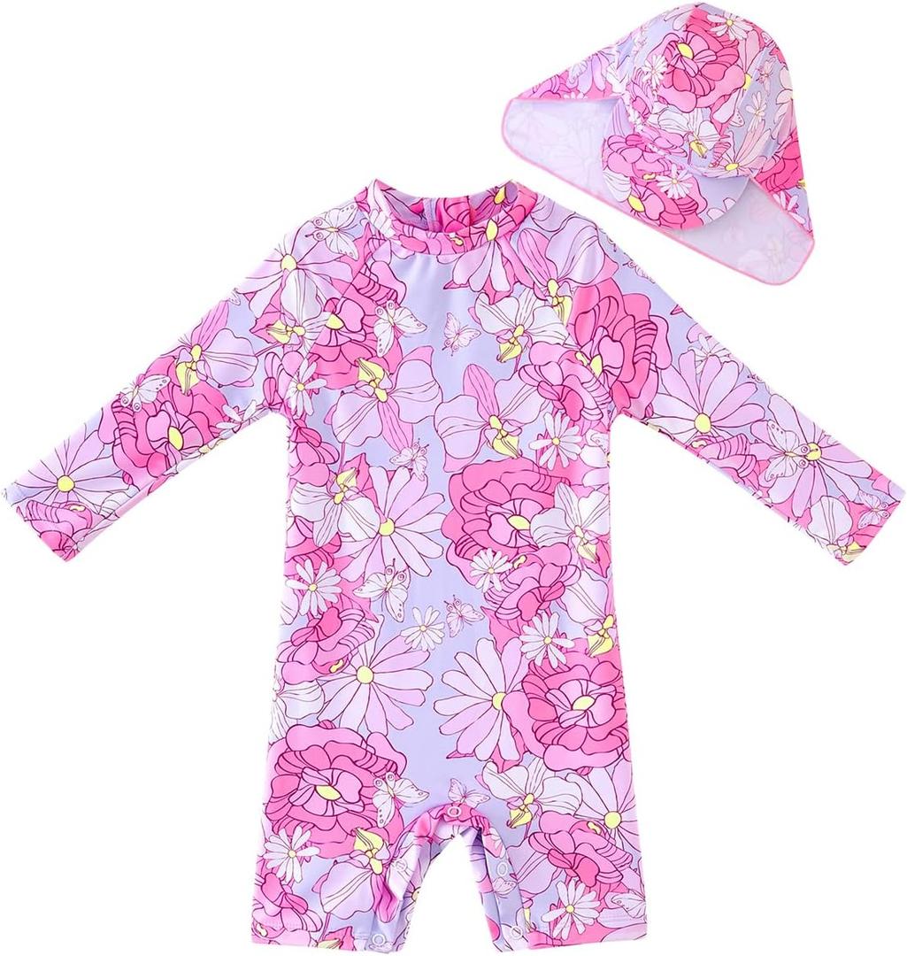 UMELOK Baby Girl Swimsuit Infant UPF 50+ Bathing Suit Size Months (6-9 Months, Pink, Big Floral)