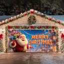 13x6ft Christmas Garage Door Banner Neon Santa Christmas Backdrop Outdoor Indoor Holiday Garage Door Cover Santa Banner Large Xmas Wall Decoration for Garage or Home Yard Porch Fence Decor