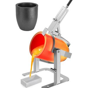 Nelyrho Hand-held Crucible Pouring Tongs with A Graphite Crucible and A Pouring Rack, Work with Crucibles and Melting Furnace, Metal Casting Aluminium Copper Silver #20 (20kg-44lbs)
