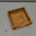 Sumnacon Napkin Holder,Square Rattan Napkin Holder Table Wicker Countertop,Cocktail Napkin Holders Rustic Napkin Holders for Kitchen Dining Table Counter Vintage Napkin Basket for Picnic Wedding Party (5.9 x 5.9 Inch/Cocktail, Honey Brown)