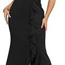 Keluummi Plus Size Formal Wedding Guest Long Dresses for Curvy Women, Halter Neck Empire Waist Mermaid Maxi Cocktail Gown, (18 Plus, Black)