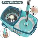 Spin Mop and Bucket System, Mop and Bucket with Wringer Set,Mops for Floor Cleaning,Household Supplies Tools with 6 Replacement Refills,61" Extended Handle for Household Hardwood Floor - Green