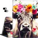 Case for Amazon Kindle Fire HD 10 & 10 Plus Tablet (11th/13th Generation, 2021/2023 Release), Slim Adjustable Stand Back Shell Protection Smart Cover for Fire HD 10 2021 10.1 Inch, Flower Cow