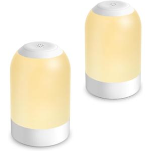 Bedside Touch Night Light, Baby Nursery Nightlight for Kids Adults, Egg Light with Timer, Dimmable Small Cordless Table Lamp for Nightstand/Bedroom/Children's Room, USB Rechargeable, White/Warm/Amber (2 Pack (White/Natural/Warm))