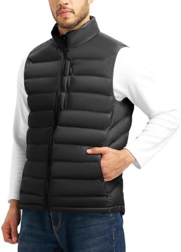 TBMPOY Men's Lightweight Puffer Vest Outerwear Puffy Winter Warm Zipper Outdoor Sleeveless Jacket for Running Travel, M