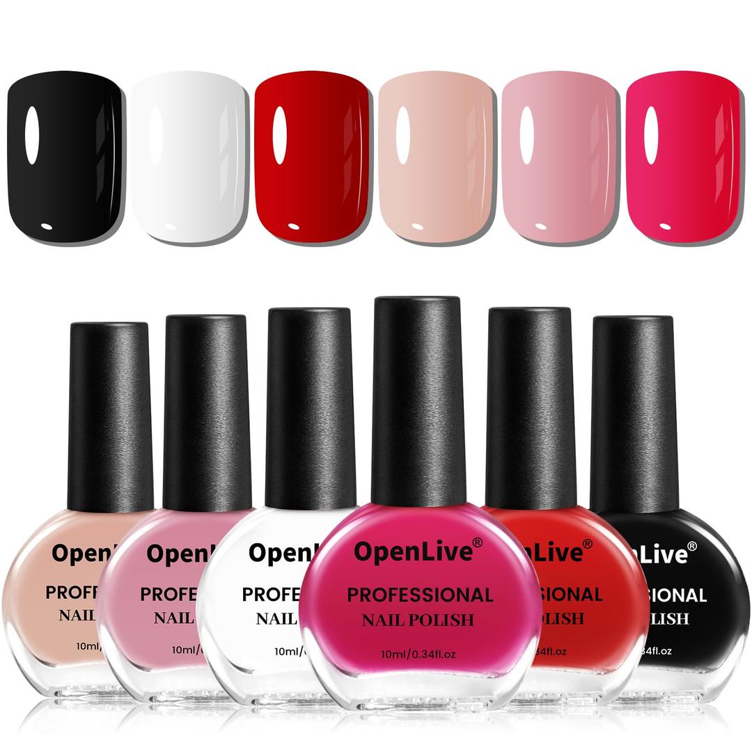 10ml Nude Pink Nail Polish Set 6 Colors Brown Red Purple All Seasons Neutral Color Quick Dry Nail Polish Set for Women Salon DIY Nail Art (OPE-6NP-KIT-04)