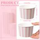 Zopeal 50 Count Light Pink Striped Ice Cream Cups Disposable 9 oz Ice Cream Bowls Paper Race Car Birthday Party Supplies Snack Cups Sundae Picnic Dessert Yogurt Bowls for Food