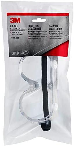 3M Chemical Splash Goggles, Impact Resistant, 99.9% UV Block, Scratch Resistant, Adjustable Fit (91252H1-DC-10)