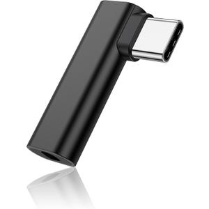 90 Degree USB C to 3.5mm Headphone Adapter,90 Degree Type C Male to 3.5mm Female Aux Audio Dongle Converter,for Devices with Type-C Interface (A)