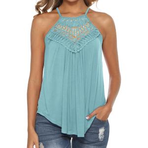 Bluetime Halter Tops Women Sleeveless Crochet Flowy Cute Summer Tank Tops, X