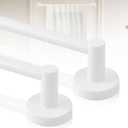 White Magnetic Curtain Rod for Door: Magnet Curtain Rod for Classroom Whiteboard, Small Adjustable Magnetic Towel Bar, Tool-Free French Magnet Pole with Leather Protective Cover, 2 Pack 16-28"