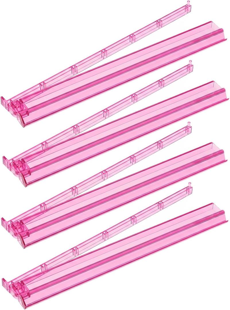 Mahjong All-in-One Tile Racks with Pushers, 4 Pack Acrylic Racks, American Mahjong Accessories (Pink)