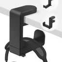 Celerion Headphone Hook - Under Desk Headphone Holder with 360-Degree Adjustable Rotation, Black
