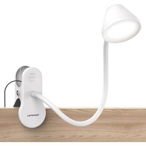 LEPOWER Clip on Light, Reading Lights for Books in Bed with 5 Colors & Stepless Dimming, RG0 Eye-Care, Auto Timer & Night Light, Strong Clamp for Headboard, Bedside, Desk, White