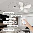 30 Inch Flush Mount Ceiling Fan with Light - Small Ceiling Fan with Light for Bedroom/Kids Room/Small Room - Low Profile Design - Indoor/Outdoor Use - 5 Blades White
