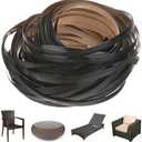 M METERXITY Wicker Repair Kit, 100Ft Plastic Flat Rattan Replacement Supplies Material for Patio Furniture Repair/Basket Making/Chair Weaving, Synthetic Woven Rattan [Black]