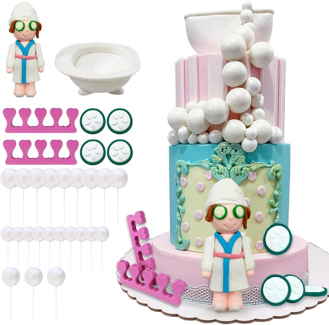 Spa Cake Decorations Balls Cake Topper Spa Theme Party Supplies for Make Up Birthday Party Favor Decoration