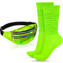Tarpop 80s Neon Women Socks Holographic Fanny Pack Slouch Long Scrunch Sock Waist Bag for 80s 90s Halloween Costume