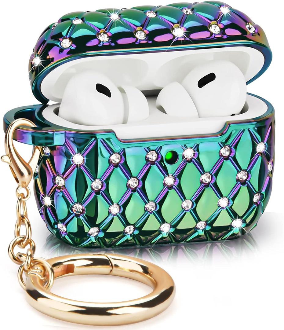 VISOOM Airpods Pro 2nd Generation Case - Airpods Pro 2 Bling Cases Cover with Lanyard Women 2022 Crystal TPU Hard Protective iPod Pro 2 Wireless Charging Case Girl Keychain for Apple Airpod Gen Pro 2