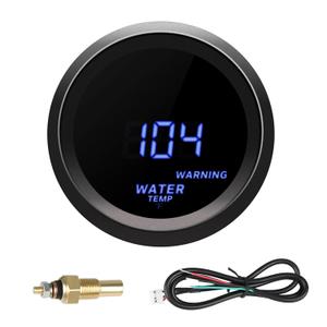 2" 52mm Digital Water Temperature Gauge with Blue LED & Alarm, 1/8" NPT Sensor, 104-302F Range for 12V Car, Truck, SUV, Motorcycle, Boat