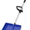 Snow Shovel for Driveway: Ergonomic Dual D-Handles for Less Back Strain - Aluminum Wear Strip Cleaning Shovel - Lightweight & Portable Snow Removal Tool for Car Camping Outdoor (Blue)