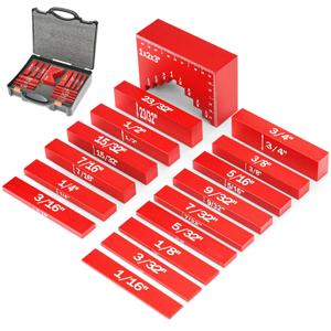 Setup Blocks Height Gauge, 16pcs Precision Aluminum Setup Bars, Router and Table Saw Accessories, Woodworking Tools for Easily Set Fence, Blade, Drill Height, with Storage Case