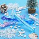 32 Pcs Snowflake Bubble Wand Bulk for Kids, 4 Color Mini Snowflake Party Favor, Valentine's, Goody Bag Stuffers, Classroom Exchange Prizes, Birthday Gift, Pinata, Winter Themed Toy for Girl Boy