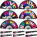 6 Pcs Large Pride Rainbow Hand Rave Fan Colorful Gay Hand Stuff Pride Accessories Foldable Rave Fan for Lgbt Women Men for Parade Rainbow Wedding Party Decoration