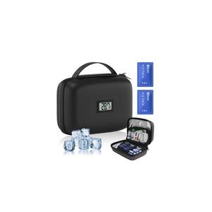 Insulin Cooler Travel Case with Temperature Display, TSA Approved Diabetic Cooling Bag for Insulin Pens and Supplies, Refrigerated Medicine Organizer with 2 Ice Packs