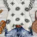 Women Floral Embroidered Blouse Ruffled V-Neck Flutter Sleeve Top for Summer Brunch Casual