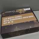 12 Set Halloween Christmas Window Candles Lights with Timer Battery Operated Electric LED Taper Candles Flameless for Windows, Gold Candle Holders, Suction Cups & 24 PCS Battery Included (12 Set)