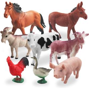 8 Pcs Big Animal Figurines Toys, Farm Realistic Plastic Animals Playset, Educational Preschool Learning Toy Playset for Kids Toddlers
