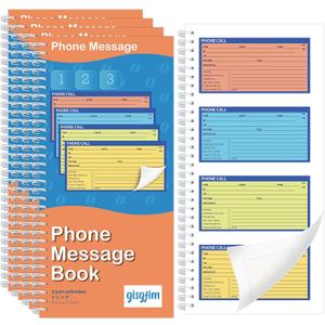 Spiral Bound Phone Message Book 5-1/4x11inch Phone Message Forms Book 2 Part Carbonless Phone Message Pads Phone Call Log Book Voicemail Log Book While You Were Out Message Pad 4 Messages/Page