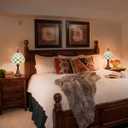 Tiffany Table Lamp Antique Beige Beads Style Stained Glass Lamp