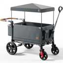 EVER ADVANCED Side-unzip Wagon Stroller for 2 Kids, Push Pull Stroller with Adjustable Handle, Easy Access Front Zipper Door, 5-Point Harness Removable UV-Protection Canopy Shock-Absorbing Wheels,Grey (Gray)