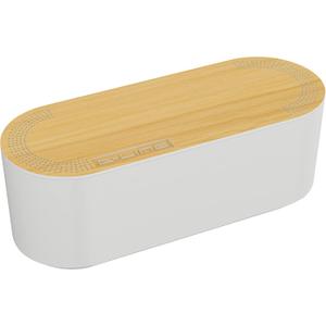 D-Line Cable Tidy Box, Hide & Conceal Extension Blocks, Desk Cable Management, TV Wire Tidy, Made from Electrically Safe ABS Material - 325mm (L) x 125mm (W) 115mm (H) - Small, White with Wood Lid
