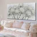 SOUGUAN Plant Wall Paintings White Floral Canvas Wall Art for Living Room Hand Painted Artwork Poster Botanical Picture Wall Decor for Home Office Decor 24x48 Inch